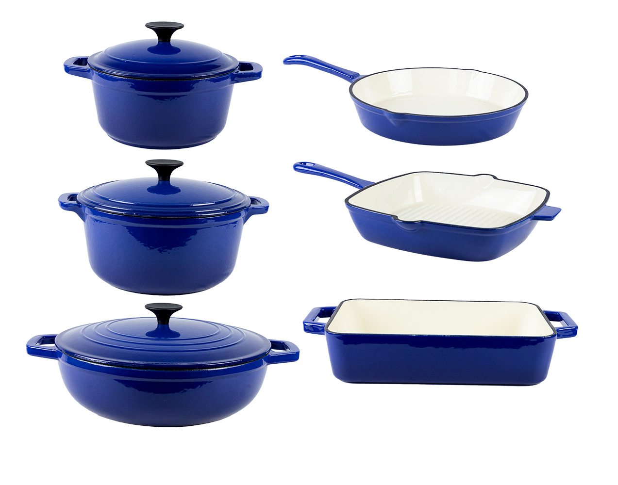 9 PC Enameled Cast Iron Cookware Set - Red