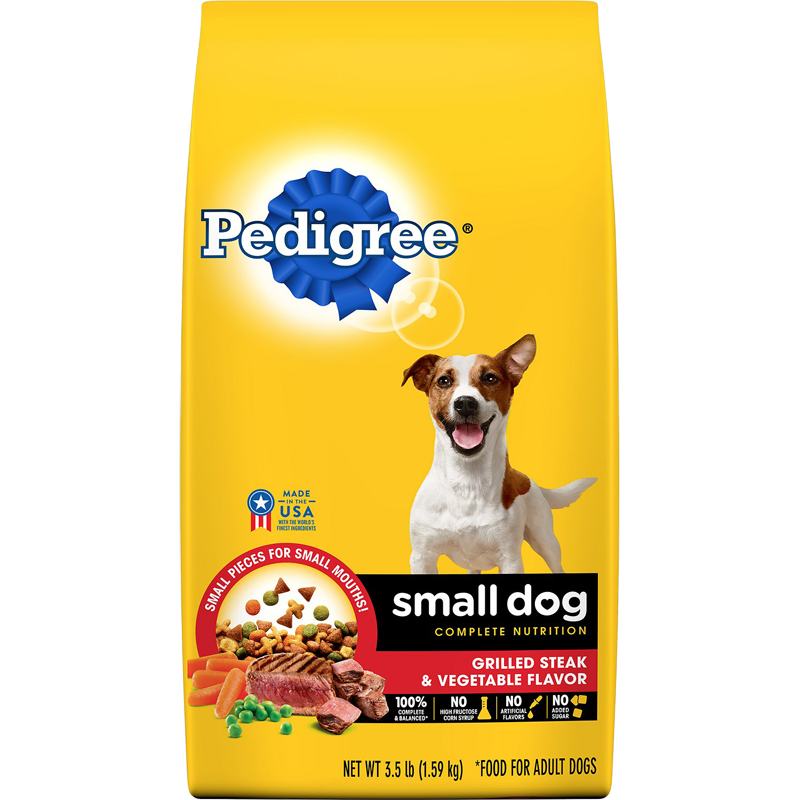 Pedigree Small Dog Complete Nutrition Grilled Steak Vegetable Dog Food 3.5 lbs