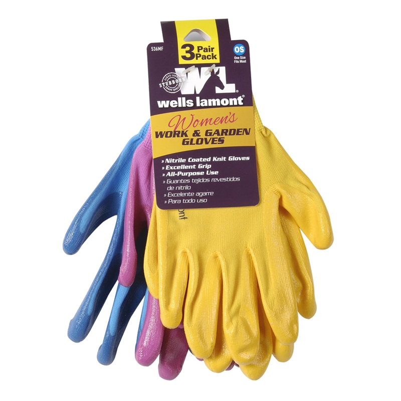 Men's Coated Grip Work Gloves, Nitrile Coating, Medium (Wells