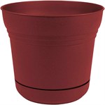 Bloem 5-in Saturn Planter with Saucer, Burnt Red