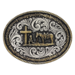 Montana Silversmiths Classic Impressions Two Tone Rope & Barbed Wire Christian Cowboy Attitude Buckle