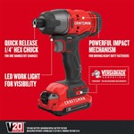 Craftsman V20* Cordless 1/4-in Impact Driver Kit (1 Battery)