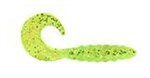 Apex Tackle Chartreuse/Silver Flake 3-in Curly Tail Grub Fishing Lure, 10 pack