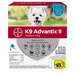 Bayer K9 Advantix II Flea and Tick Treatment for Medium Dogs, 4 treatments