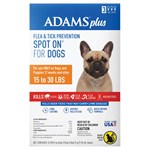 Adams Plus Flea and Tick Spot On for Dogs, 3865 Dogs 15-30 Pounds, 3 Month Supply, With Applicator