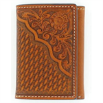 M&F Western Products Tan Tooled Trifold Wallet