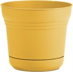 Bloem 12-in Saturn Planter with Saucer, Earthy Yellow