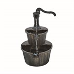 Backyard Expressions Two Tier Plastic Resin Barrel Fountain with Pump