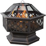 MR BAR-B-Q-UniFlame Oil Rubbed Bronze Hex Shaped Outdoor Firebowl with Lattice