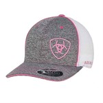 Ariat Grey/Pink Embroidered Logo Snap Back Cap