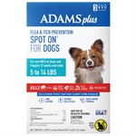 Adams Plus Flea and Tick Spot On for Dogs, Small Dogs 5-14 Pounds, 3 Month Supply, With Applicator