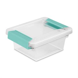 Bella Storage 56 Quart Clear Plastic Blue Latches Clear Lid Tote Set of 6 