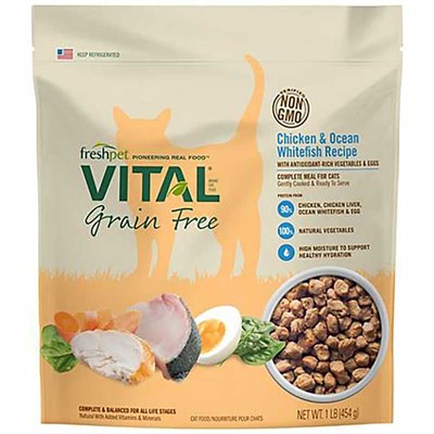 Freshpet Vital Complete Meals Grain Free Chicken & Ocean White Fish Fresh Cat Food, 1 lbs