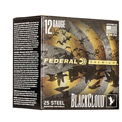 Federal Black Cloud FS Steel 12 Gauge 2 Shot Shotgun Ammunition, 25 rounds