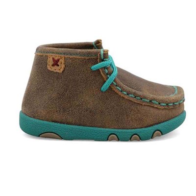 Twisted X Infant's Chukka Driving Moc- Bomber and Turquoise, 2M