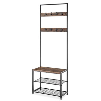 Whitmor Modern Industrial Entry Way Tower & Bench with Shoe Shelves
