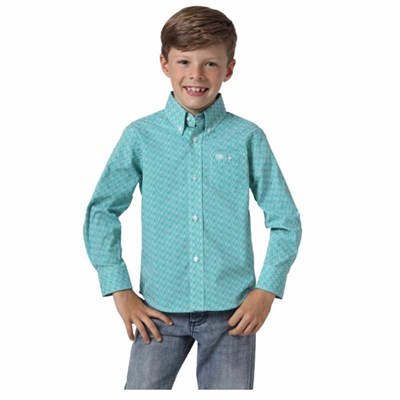 Wrangler Boys Emerald Classic Long Sleeve Shirt - 2XS,