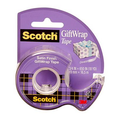 3M Scotch Giftwrap Tape Dispensered Roll, 3/4 in x 650 in