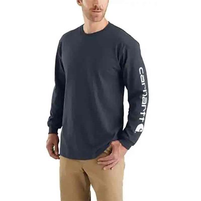 Carhartt Men's Navy Workwear Long Sleeve Graphic Logo Tee - XXL