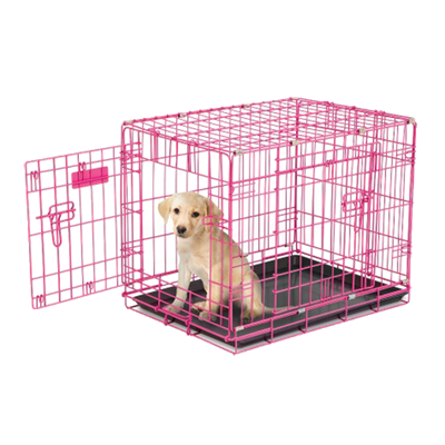 Petmate 24-in Pink 2-Door Wire Puppy Crate