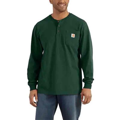 Carhartt Men's Hunter Green Workwear Long Sleeve Henley Tee - 3865