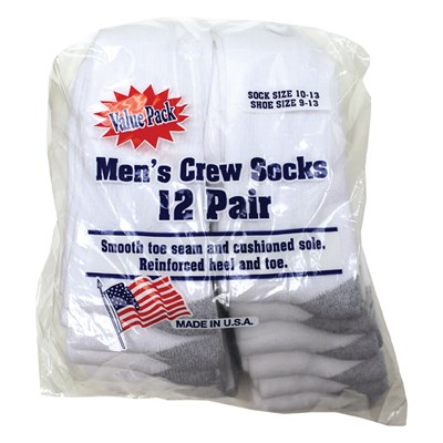 Carolina Hosiery Men's Crew Socks, 12 pack