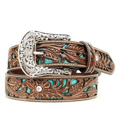 Ariat Turquoise Inlay Belt - Brown, 38