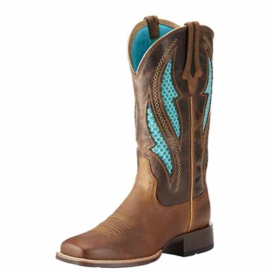Ariat Women's Distressed Brown/Turquoise VentTEK Ultra Western Boot - 8.5, B