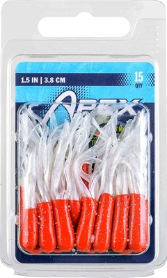 Apex Tackle SLT Mini-Tube Fishing Lures, 1.5-in, Red/White, 15 count