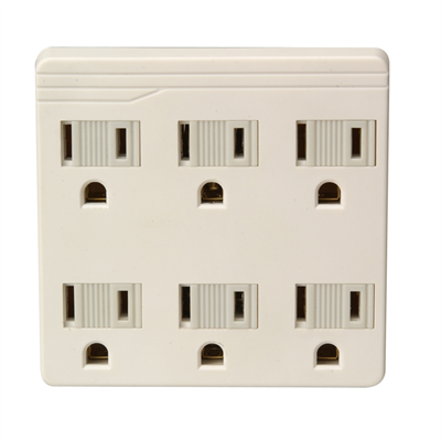 Coleman Cable Current Tap, 6 Outlet, White