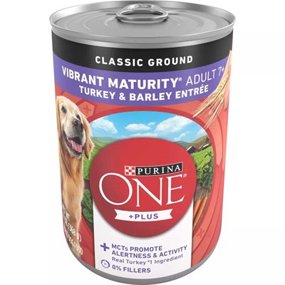 Purina One Wet Dog Food- Vibrant Maturity, Turkey and Barley, 13 oz