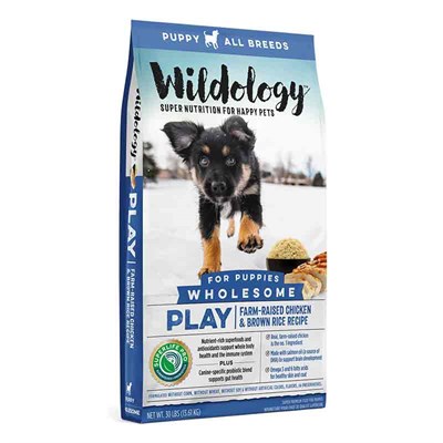 Wildology PLAY Farm-Raised Chicken & Brown Rice Puppy Food, 30 lbs