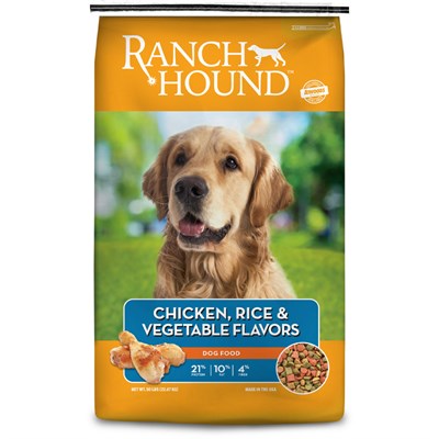 Ranch Hound Dry Dog Food- Chicken, Rice, and Vegetables, 50 lb