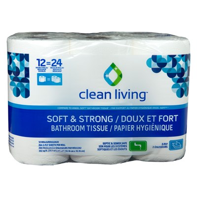 Clean Living Soft & Strong Bathroom Tissue, 12 count