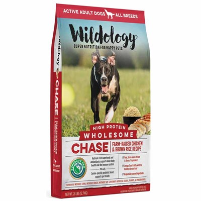 Wildology CHASE Farm-Raised Chicken & Brown Rice High Protein Dog Food, 28 lbs