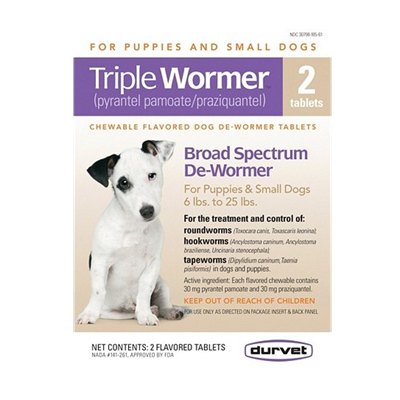 Durvet Triple Wormer for Puppies and Small Dogs, 2 doses