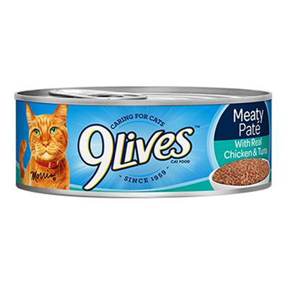 9 Lives Meaty Pate with Real Chicken and Tuna, 5.5 oz