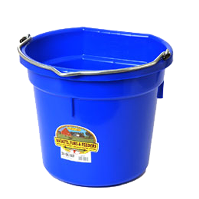 Miller Little Giant Manufacturing Bucket, Flat Back, Poly, Blue, 20 qt