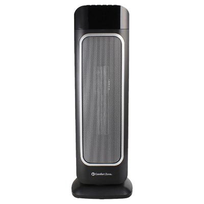 Comfort Zone 23-in Black Oscillating Ceramic Tower Heater with Remote Control