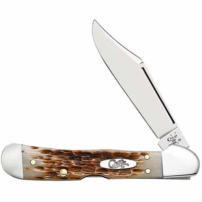 Case Amber Bone Peach Seed Jig Mini CopperLock Knife
