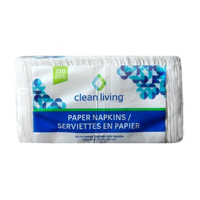 Clean Living Paper Napkins, 250 Count