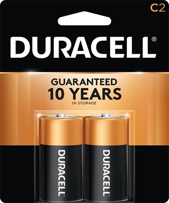 Duracell C Alkaline Battery, 2 Pack