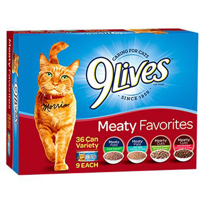 9 Lives Meaty Favorites Variety Pack, 36 cans