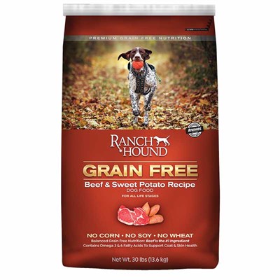 Ranch Hound Dry Dog Food- Grain Free, Beef and Sweet Potato, 30 lb