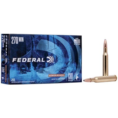 Federal Power-Shok Rifle .270 Win 130 Grain JSP Rifle Ammunition, 50 rounds