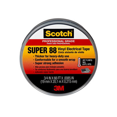 3M Scotch Super 88 Vinyl Electrical Tape, 3/4 in x 66 ft