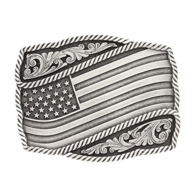 Montana Silversmiths Classic Impressions Waving American Flag Attitude Buckle