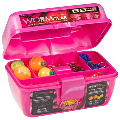 South Bend Worm Gear 88-piece Tackle Box, Pink