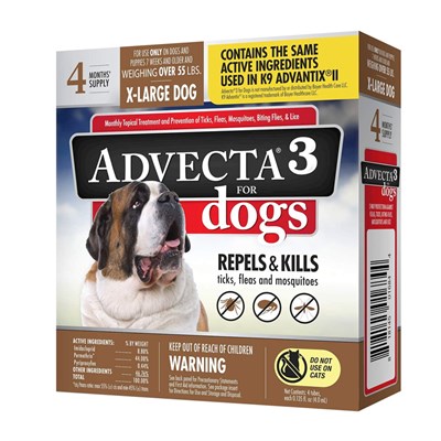 Advecta 3 Flea & Tick Topical Treatment, Flea & Tick Control for Dogs, 4 Month Supply, X-Large Dog