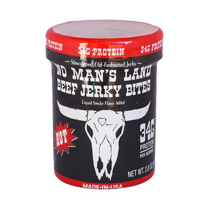 No Man's Land Beef Jerky Bites Hot, 2oz